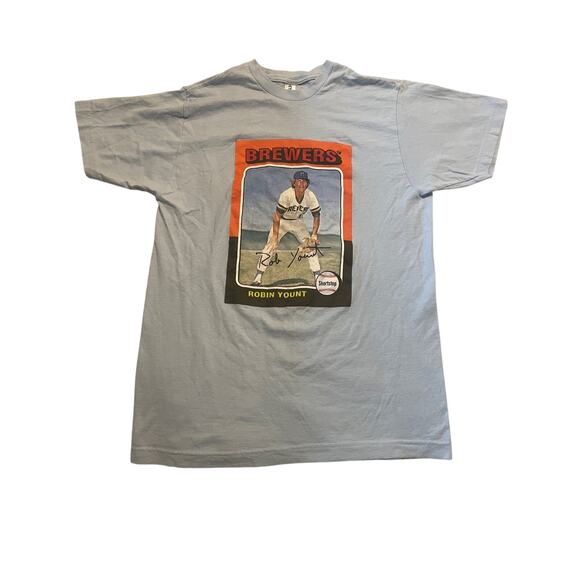 Robin Yount Rookie Card Shirt Medium Milwaukee Brewers Baseball Tee - Picture 1 of 3